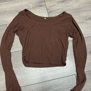 Amazon Brown Long Sleeve Crop Top